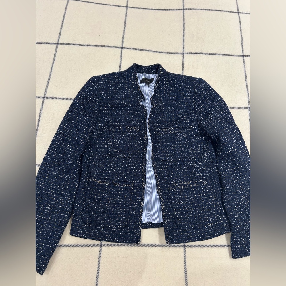 J. Crew Navy and Gold Tweed Blazer